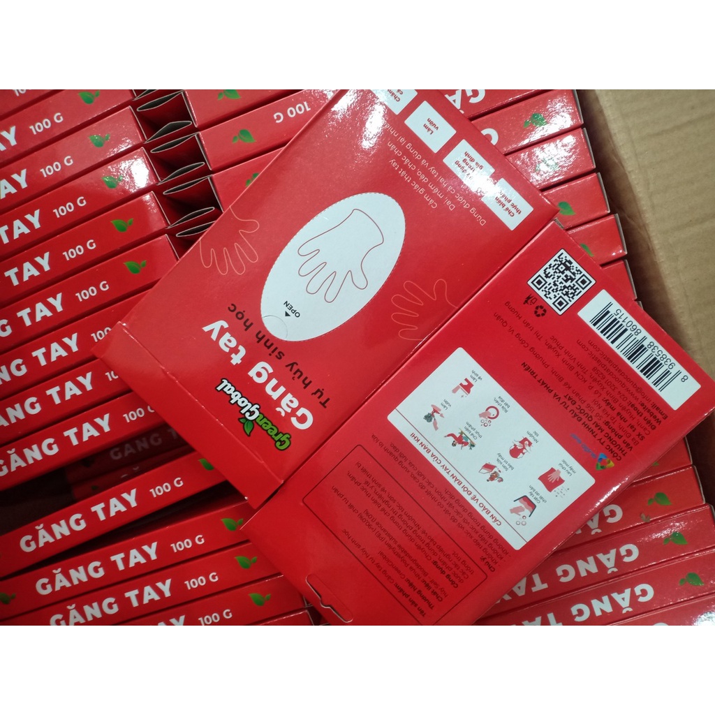 Hộp 100 chiếc gang tay nilon, gang tay vệ sinh