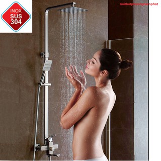 Bộ sen cây tắm đứng nóng lạnh inox 304 n1005 fotar và tay sen tắm và dây sen sen cây vuông