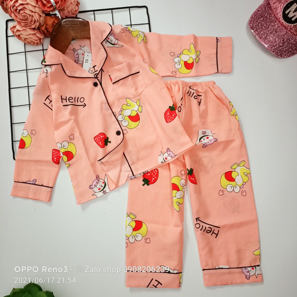 [11-45kg] Pijama tay dài bé gái size đại chất lụa hàn cao cấp 089