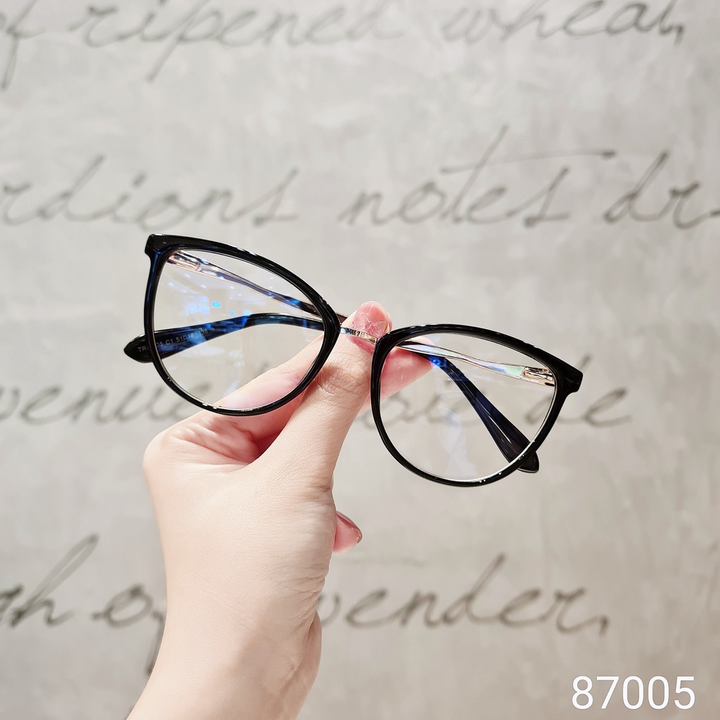 Gọng kính nữ LILYEYEWEAR mắt mèo tròn kim loại phụ kiện thời trang 87005