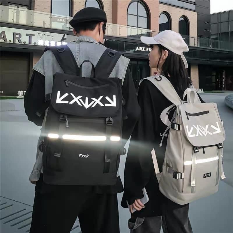 Balo nam/nữ dạ quang, quà tặng couple, 2 màu đen/trắng bạc.