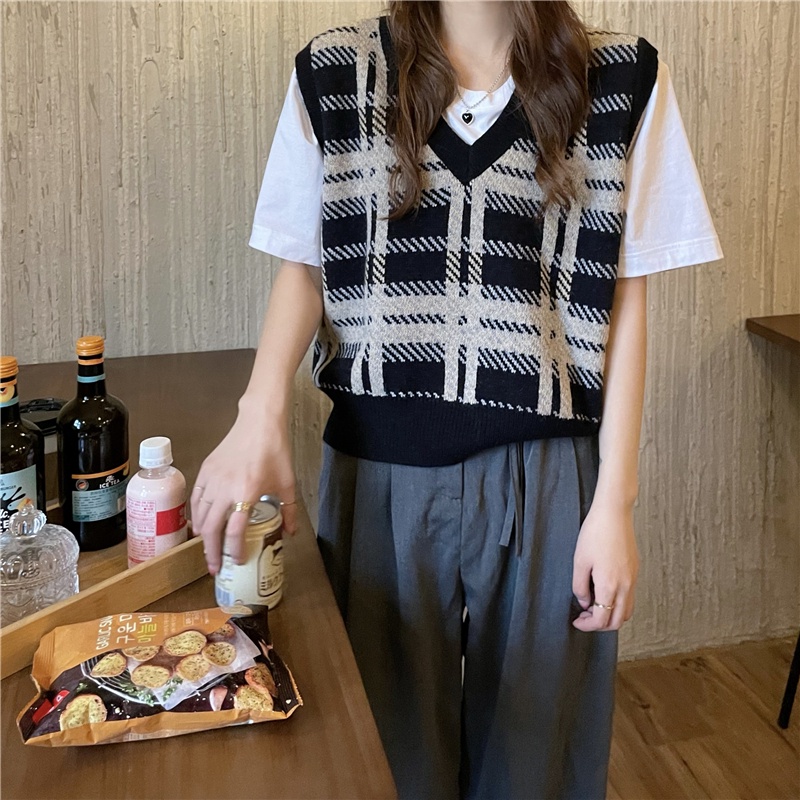 Áo khoác len cổ chữ V dáng rộng phong cách Hàn Quốc