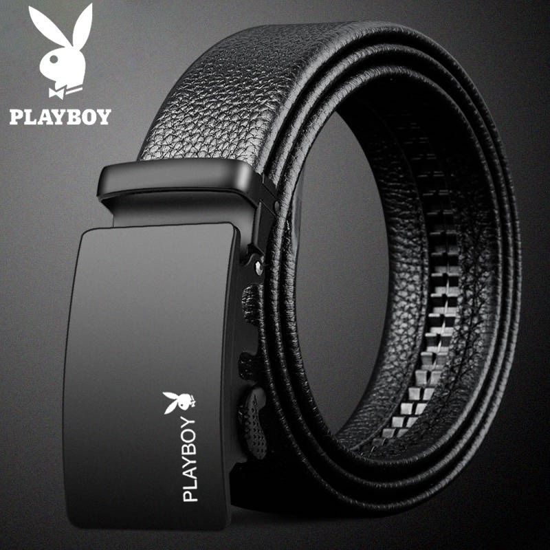 ♈Playboy [Leather] Thắt lưng nam da bò Khóa tự động Hàn Quốc Thường kinh doanh hợp thời trang <