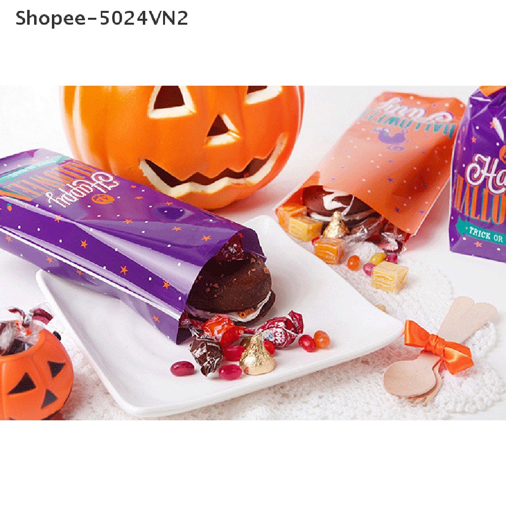 [Mới &amp; Halloween &amp; Halloween] Set 10 Túi Đựng Kẹo Hình Dơi Bí Ngô Trang Trí Tiệc Halloween