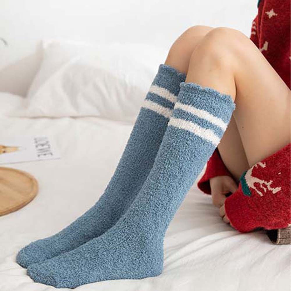 Tất dài vải lông cừu san hô co giãn thoải mái nhiều màu sắc tùy chọn cho nữ