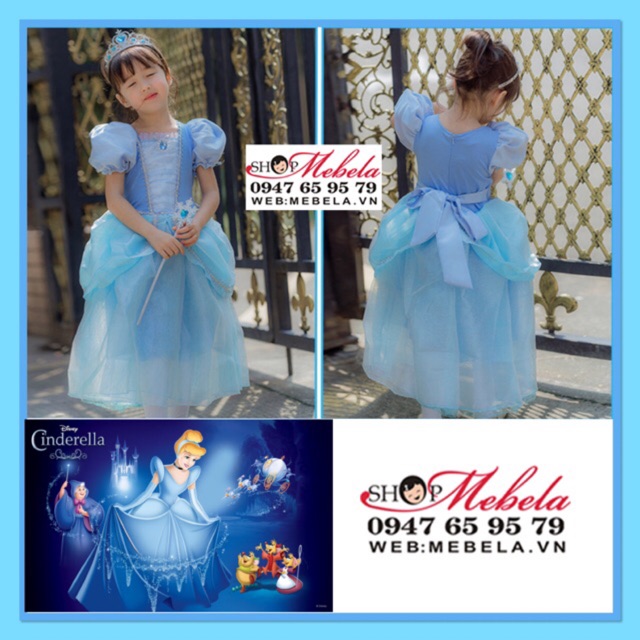 Váy đầm công chúa Lọ Lem - Cinderella cho bé 15-33kg có clip shop tự quay