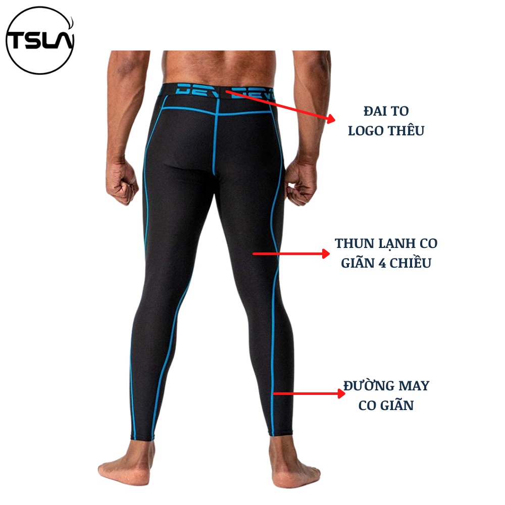 Quần legging thể thao nam dài Devops có túi bản to form ôm thun co giãn bó cơ combat đạp xe tập tạ gym fitness