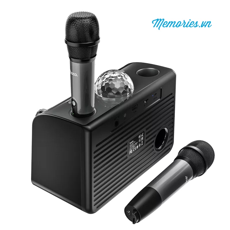 Loa karaoke Hoco BS41 Plus / BS46 + Tặng kèm 2 micro + Đèn led nhiều màu, tạo hiệu ứng - Chính hãng, âm thanh cực chất