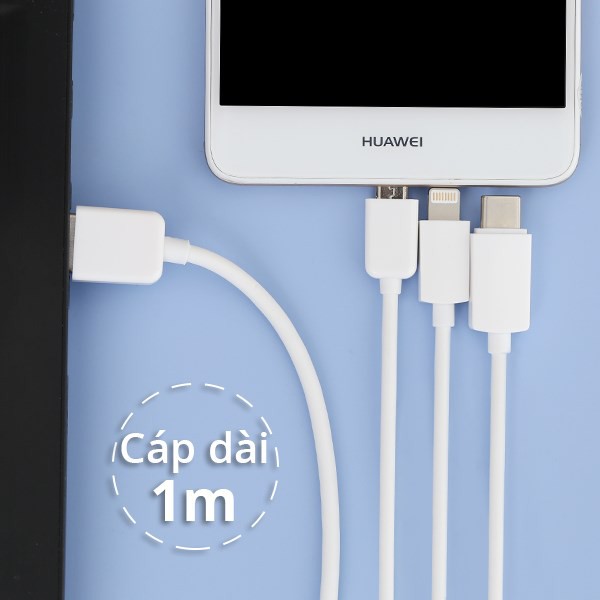 Cáp 3 đầu Lightning Type C Micro 1m