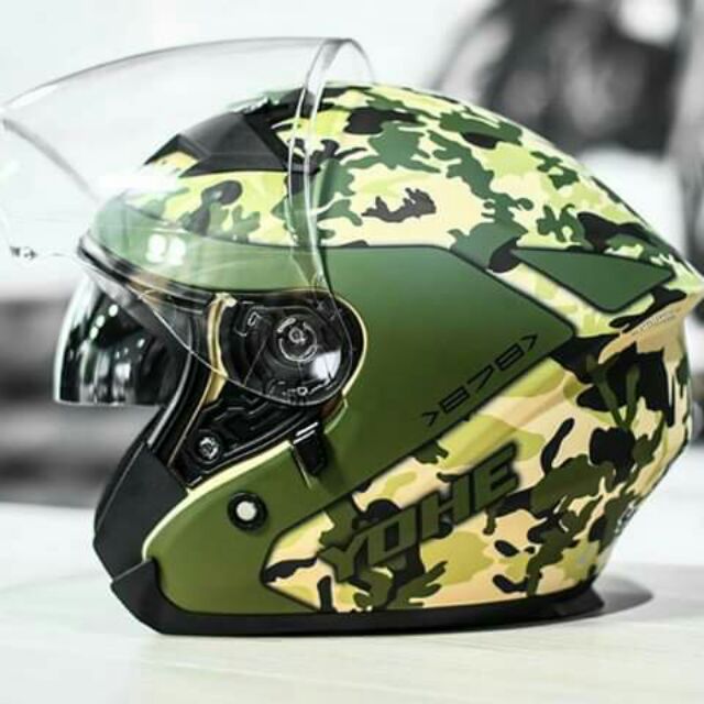 [NHẬP KHẨU] MŨ BẢO HIỂM 3/4 YOHE 878 2 KÍNH CAMO XANH LÍNH