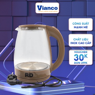Ấm Đun Nước Siêu Tốc RẠNG ĐÔNG Chất Liệu Thủy Tinh Cao Cấp Chịu Nhiệt Tốt 1,8L Viền Nâu