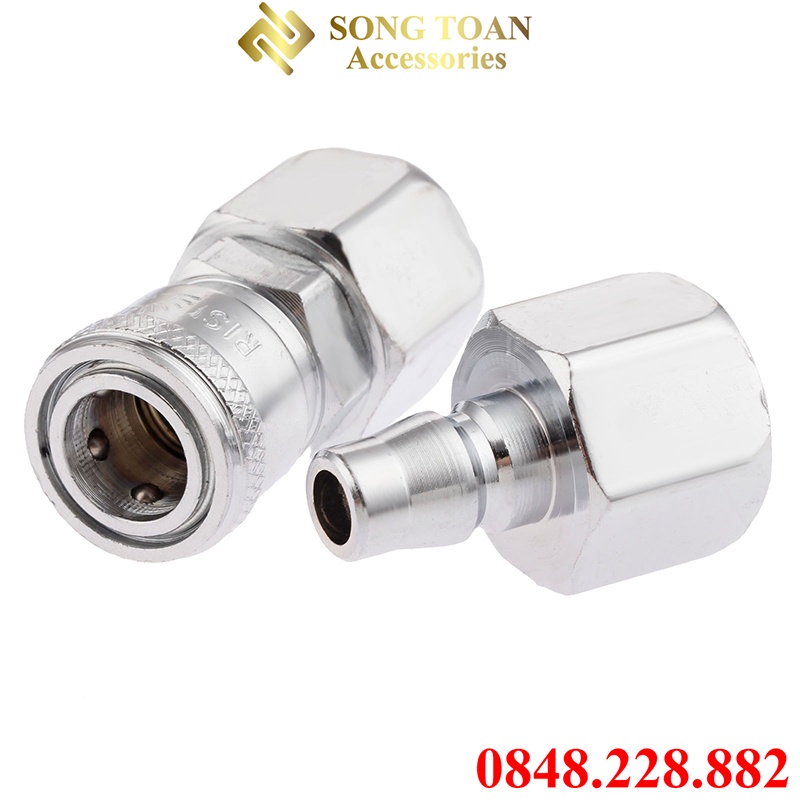 Bộ Khớp Nối Trục Bi & Nối Nhanh Ổ Bi Đầu Đực Cái  - Kết Nối Ren Trong  - Bằng Thép Mạ Crom