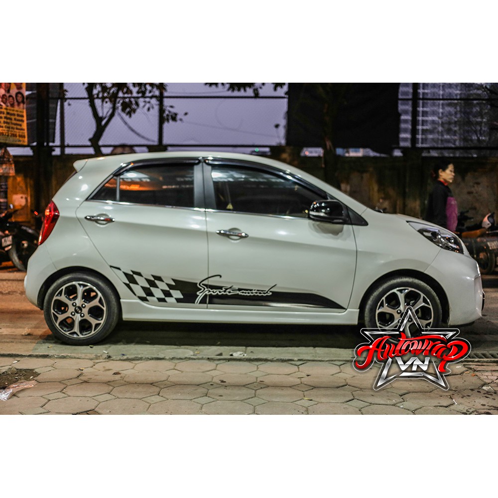 Tem họa tiết xe Morning Sport Mind - Tem họa tiết ô tô Kia, tem dán sườn xe thể thao