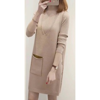Váy len yếm gilê khuy sườn
