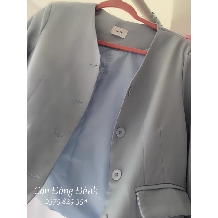 (Mã FL giảm 20k) (AO017 ảnh thật) Áo vest blazer nữ không cổ dài tay Hàn Quốc | BigBuy360 - bigbuy360.vn