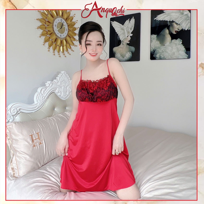 Đồ Ngủ Nữ Sexy Anquachi Đầm Ngủ Thun Lạnh 2 Dây Dễ Thương Cute Gợi Cảm Mặc Nhà Đẹp Mát Mẻ B057