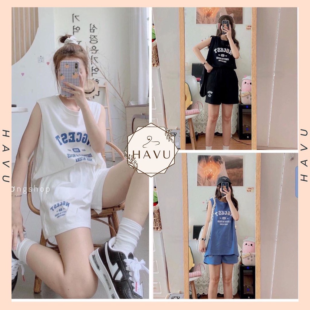 Set 3 món tanktop cộc đùi kèm áo 2 dây thể thao - Bộ thể thao nữ sát nách 3 nhiều món, thiết kế trẻ trung năng động