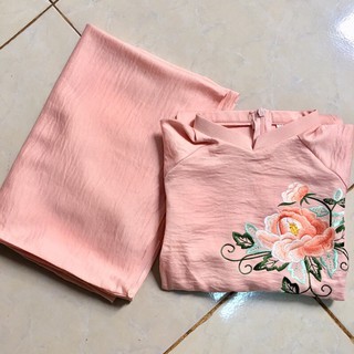 Áo dài kết hoa kèm quần