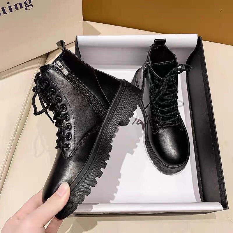 Giày Bốt Nữ Ulzang Kéo Khoá Cao Cấp - boots nữ cổ lửng loại sịn giá rẻ | WebRaoVat - webraovat.net.vn