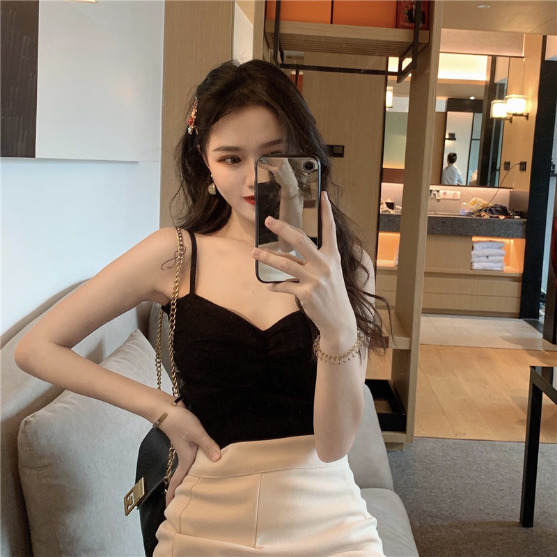 Áo dệt kim không tay dáng ôm phong cách retro Hàn Quốc dễ phối đồ cho nữ