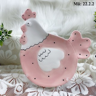 Đĩa sứ hình con gà, đĩa sứ cao cấp hình gà: 22.2.2