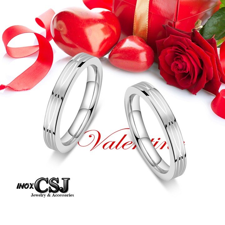 02 chiếc NHẪN CẶP ĐÔI TÌNH NHÂN INOX FOREVER LOVE NC061 đẹp, không đen - tặng hộp đựng xinh xắn