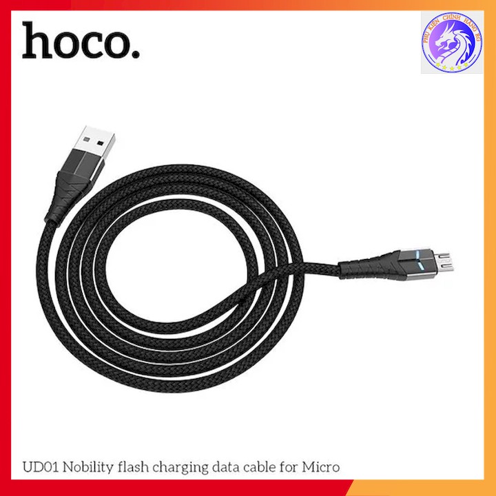 Cáp Sạc Nhanh Dây Dù Phát Sáng Tự Ngắt Khi Pin Đầy Cổng Sạc Micro USB 5.0A Hoco UD01 Dài 1.2m