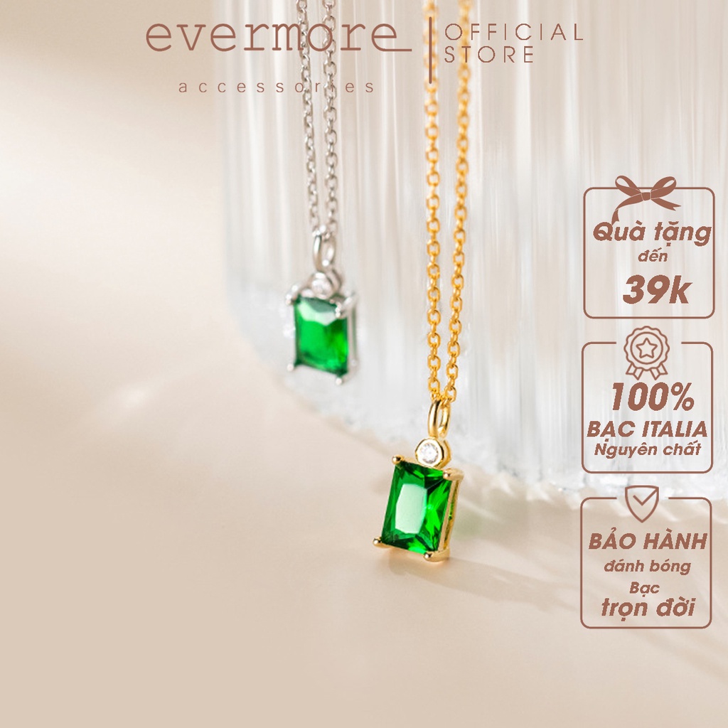 Dây chuyền bạc EVERMORE, vòng cổ mặt xanh ngọc bạc ý 925, phong cách minimalism, thanh lịch - D020