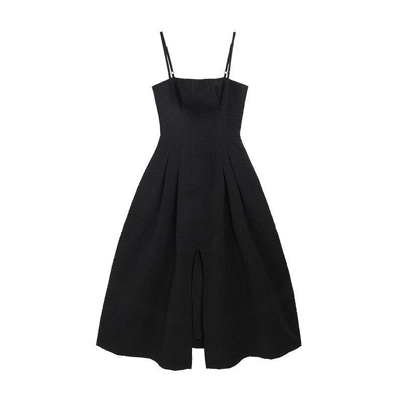 Đầm 2 dây dài xẻ tà vải xốp sang chảnh hàng taobao