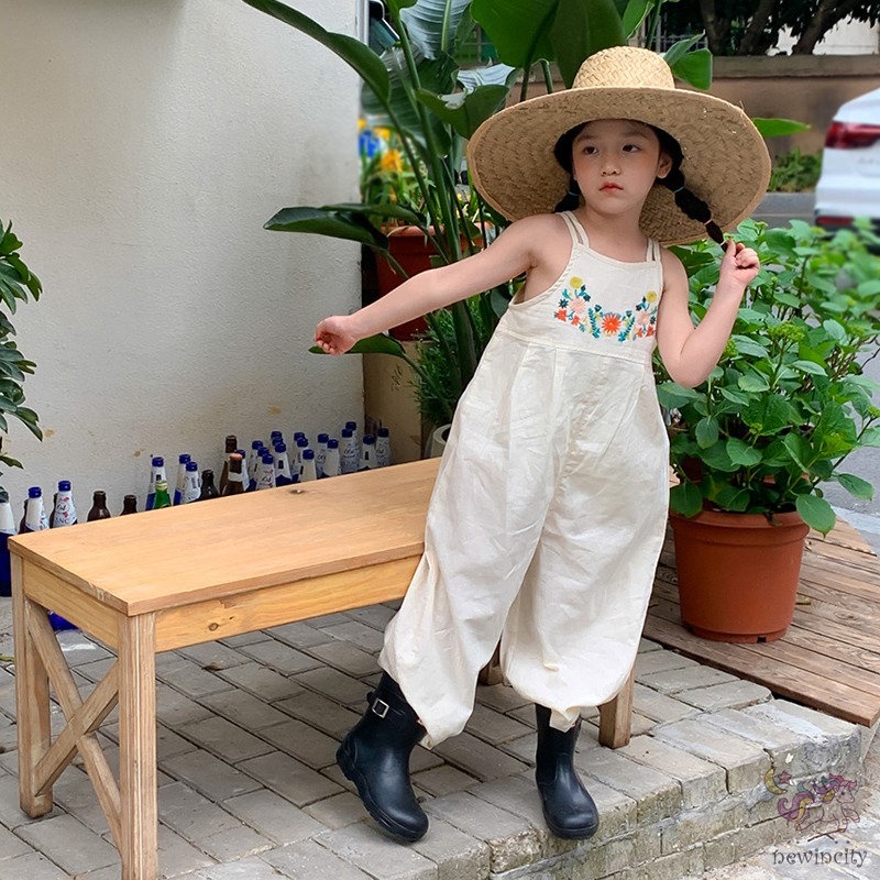 Bộ Áo Liền Quần Sát Nách Thêu Hoa Thời Trang Hàn Quốc Cho Bé Gái