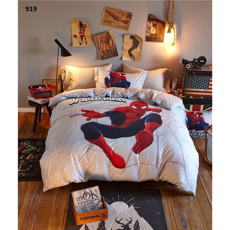 GC0122 - Bộ chăn ga gối giường 120*200cm hình người nhện hàng nhập