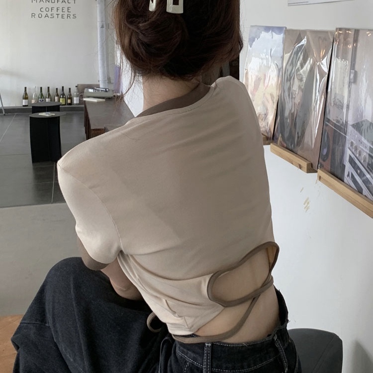 Áo thun SUXI tay ngắn cổ tròn dáng ôm phong cách mùa hè thời trang cổ điển cho nữ