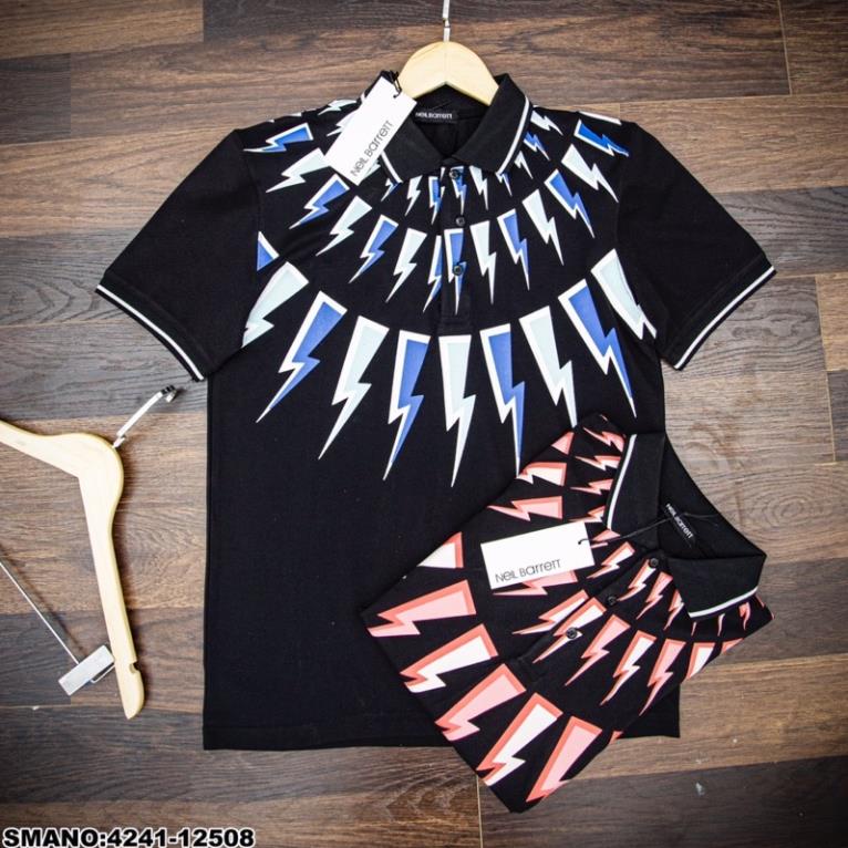 Áo Polo Nam Đen Sét Cao Cấp - Áo Nam Polo Hoạ Tiết Siêu Chất