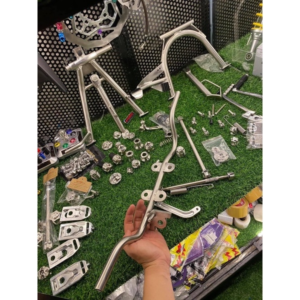 Compo chống đứng/ chống nghiêng/ đạp thắng/ gác máy inox 304 cho Xe Wave/Dream/Future