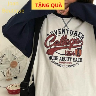 Áo thun tay dài Unisex COLLEGE Form rộng mặc đi học đi chơi du lịch, thấm hút mồ hôi mềm mịn thoáng mát
