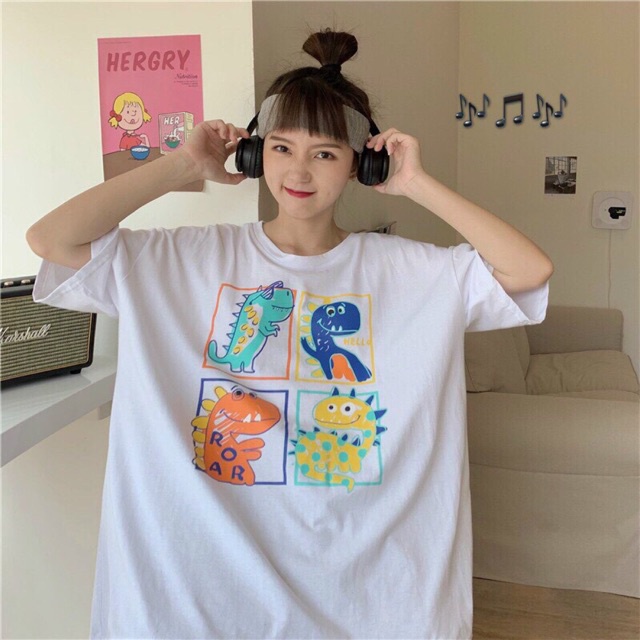 Áo phông TEE STORE in hình khủng long dễ thương nhiều màu chất coton siêu thoáng mát - TS23
