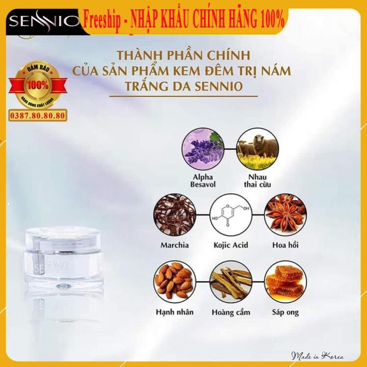 [ HÀNG NHẬP KHẨU ] Kem nám tàn nhang hàn quốc cao cấp/ Kem nám đêm sennio dưỡng trắng căng bóng da, Se khít lỗ chân lông