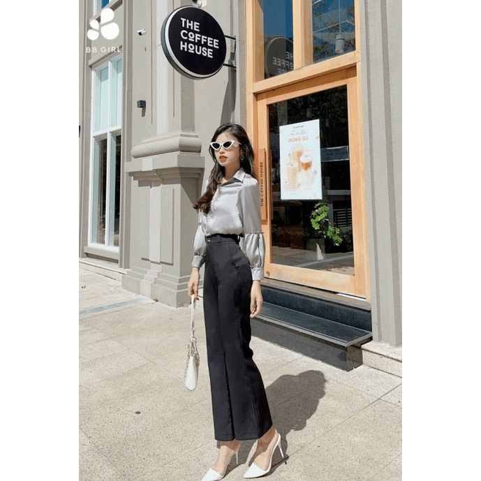 Áo Sơ Mi Nữ Cổ Đứng Cài Nút Nối Tay Chất Lụa Satin Mềm Mát Mặc Đẹp Tôn Dáng [NEW UNISEX]