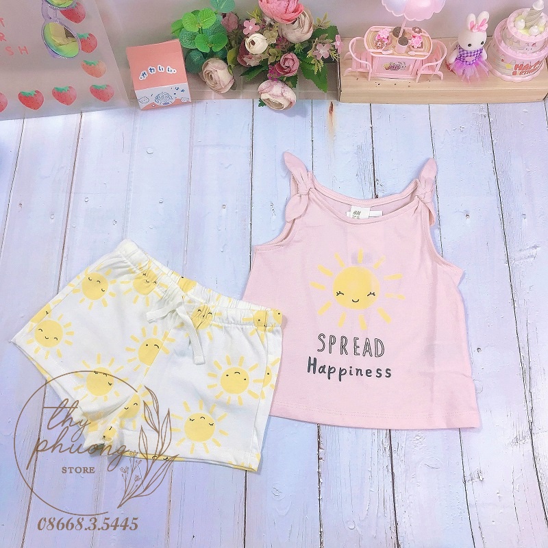 Bộ cộc tay cotton cho bé gái mùa hè cho bé gái họa tiết đáng yêu ngộ nghĩnh