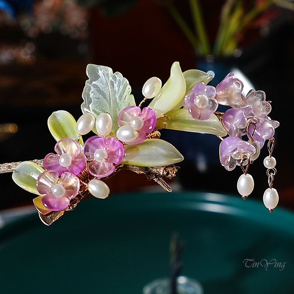 Kẹp tóc GETNOIVAS bằng kim loại thiết kế hoa hồng không phai màu phong cách Trung Hoa