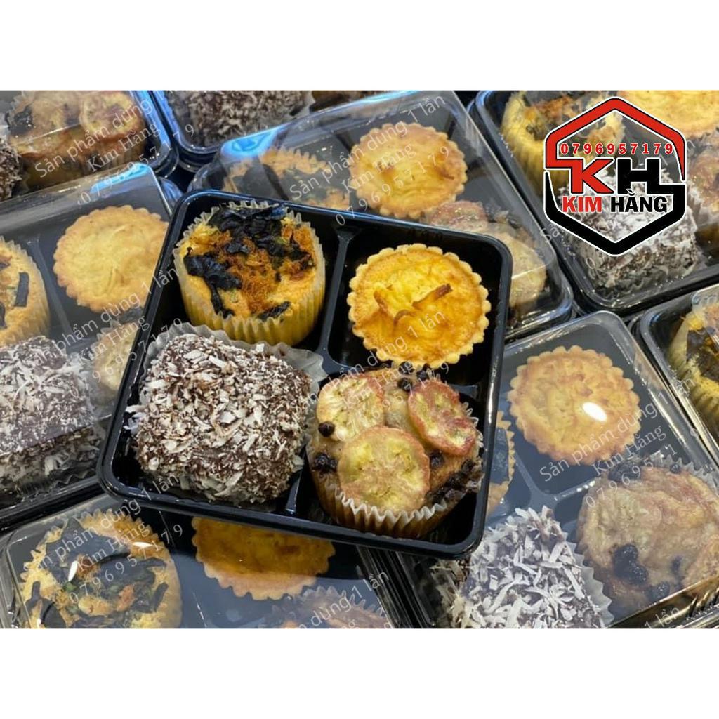 Set 100 hộp nhựa 4 ngăn FG134 đựng bánh mini 50gr