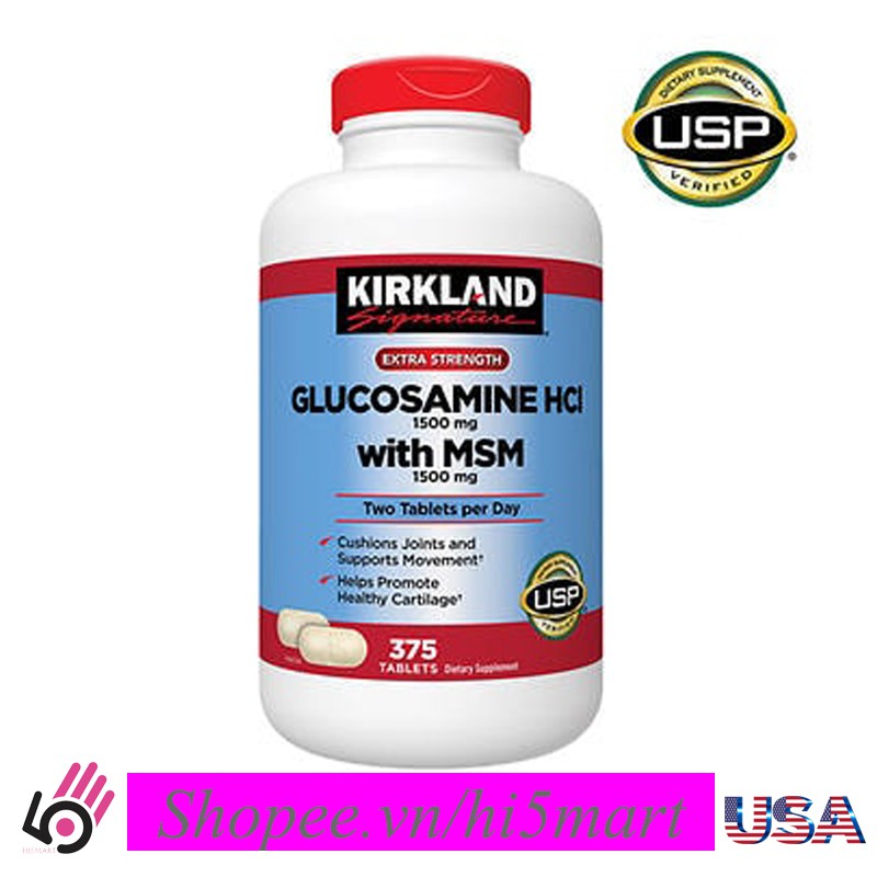 [USA] Viên uống Glucosamine HCL 1500mg Kirkland, 375 Viên