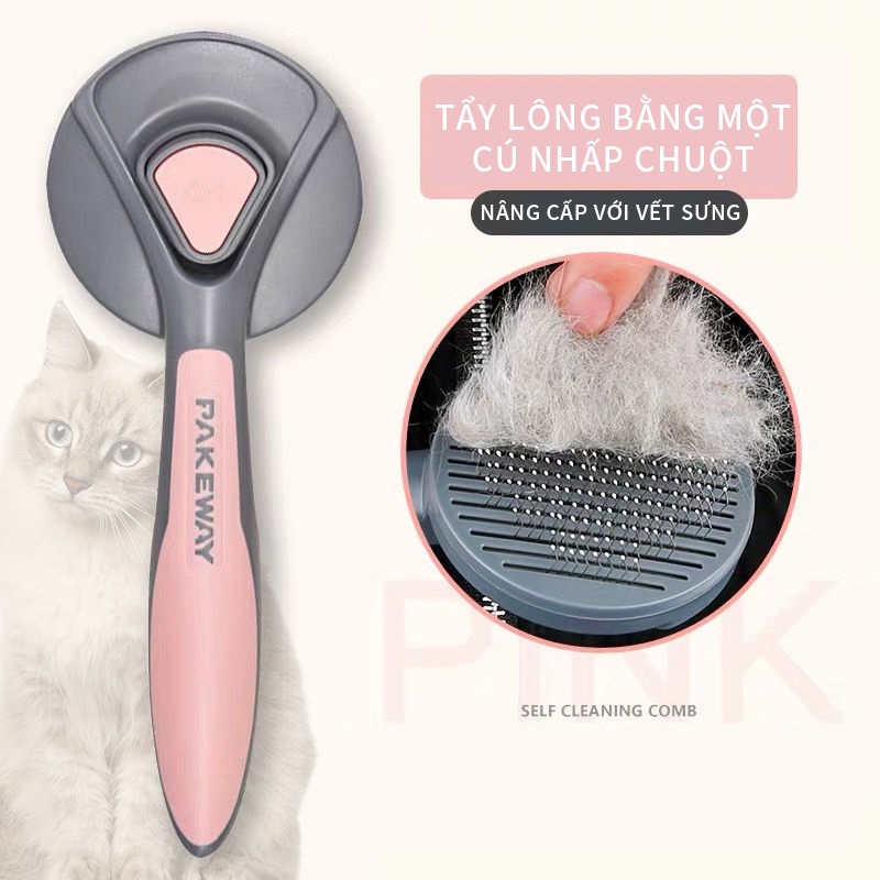 [HCM] PAKEWAY T9 Lược chải lông chó mèo cao cấp - cải tiến nút bấm lấy lông thừa dễ dàng-[CW-ST9]