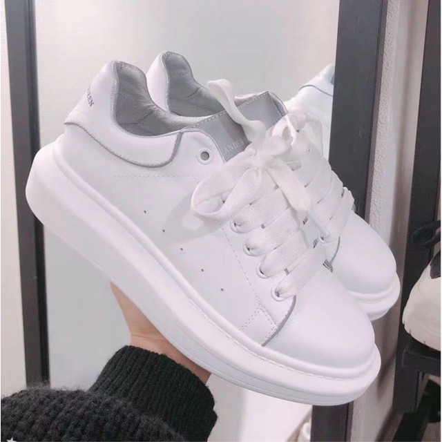 Giày thể thao nữ chất da màu trắng nam nữ học sinh sinh viên, Giày sneaker nữ độn đế phản quang siêu hot 2022