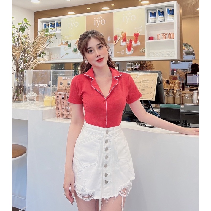 ÁO CROPTOP CỔ VEST