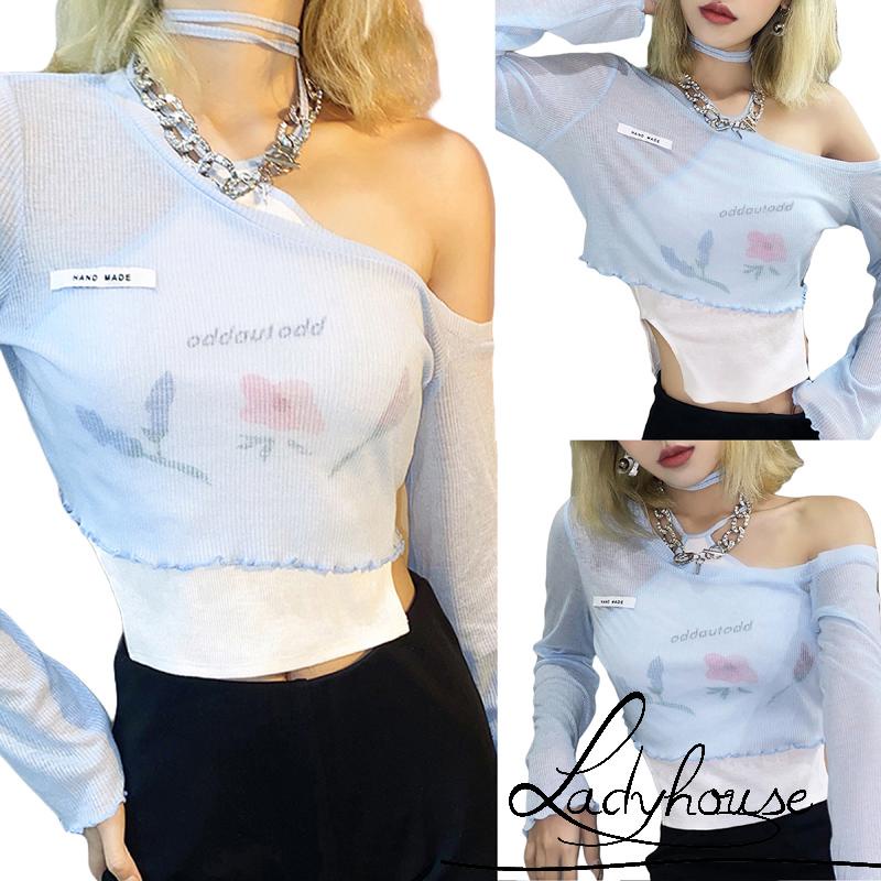 Set áo hai dây xẻ tà + áo tay dài dáng ngắn in họa tiết hoa thời trang mùa thu cho nữ