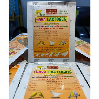 [ COMBO 5 GÓI x 10 gram ] -- Khoáng chim gava lactogen NGĂN RỤNG LÔNG- CỐNG CÒI XƯƠNG --KHỬ MÙI PHÂN CHO CHIM