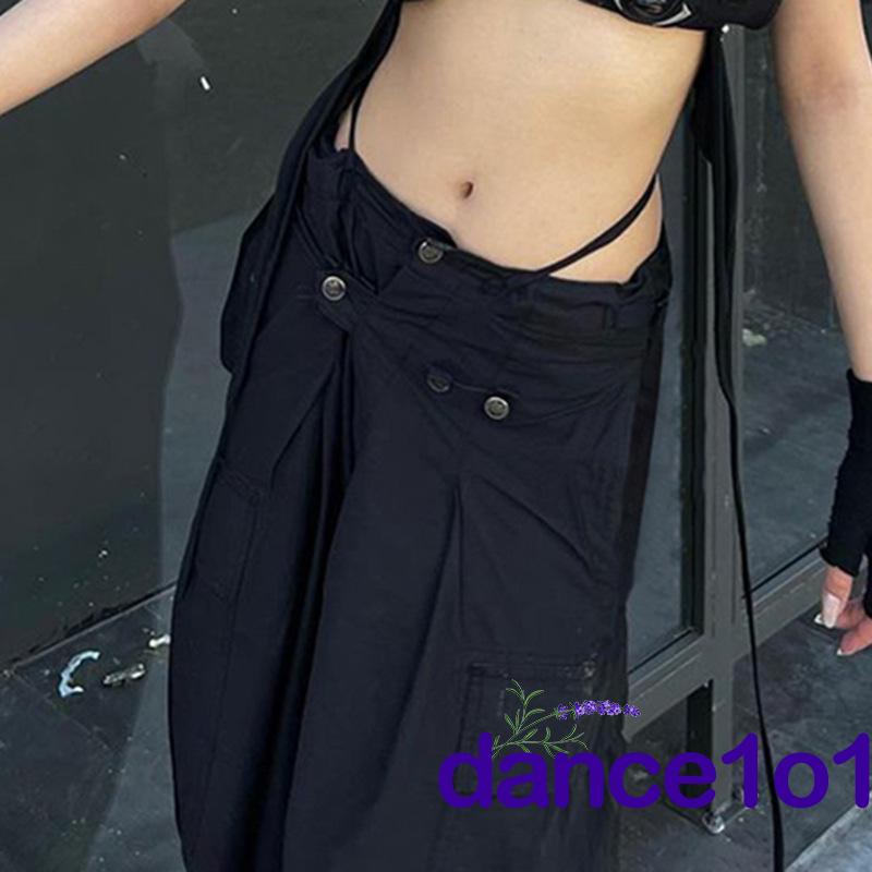 Quần Dài Lưng Thấp Rút Dây Tập Múa Cho Nữ 1O1-Y2k