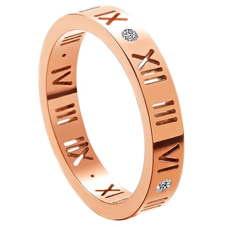 Nhẫn Đeo Tay Khắc Chữ Số La Mã 18k Màu Vàng Hồng