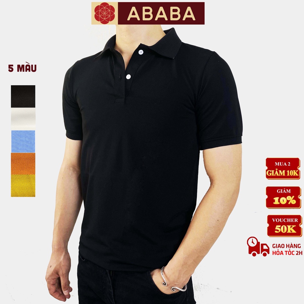 Áo polo nam cao cấp ABABA, áo thun polo nam có cổ,tay lỡ, chất liệu thoáng mát, đen trắng nhiều màu - ABA-POLO-03